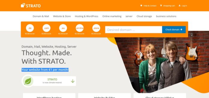Strato Web Hosting Review: Your website from €1 per month!